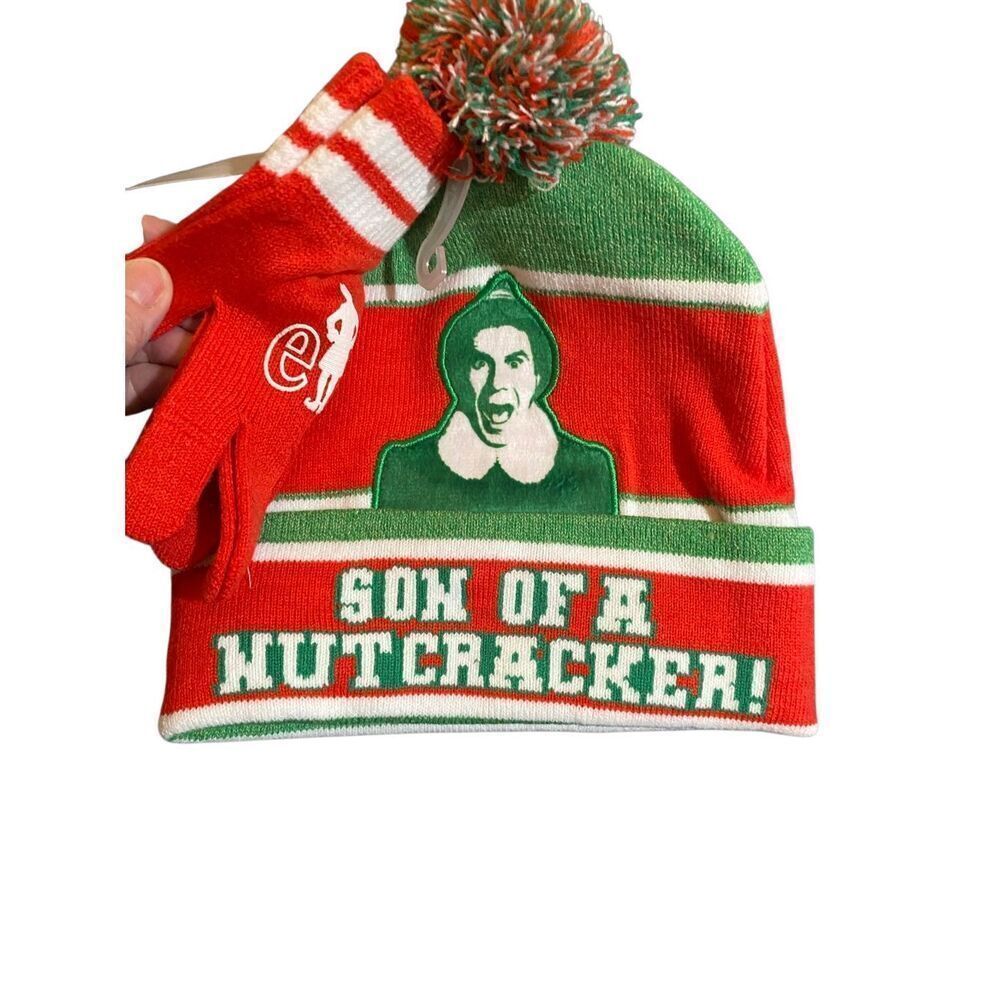 Elf unisex, children’s beanie, hat, and gloves set two piece